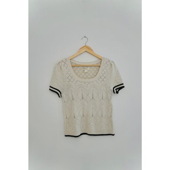 Maeve by Anthropologie Open Stitch Cream Sweater Top Size Large - Picture 1 of 10